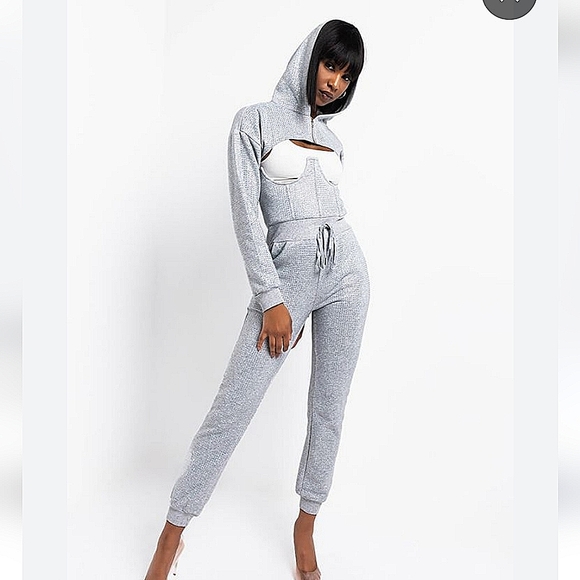 Akira "As If" Corset Rhinestone Jogger in Orange, Bottom Only - Picture 4 of 10